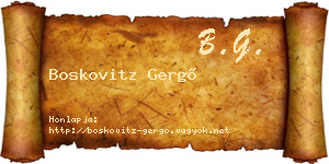 Boskovitz Gergő névjegykártya